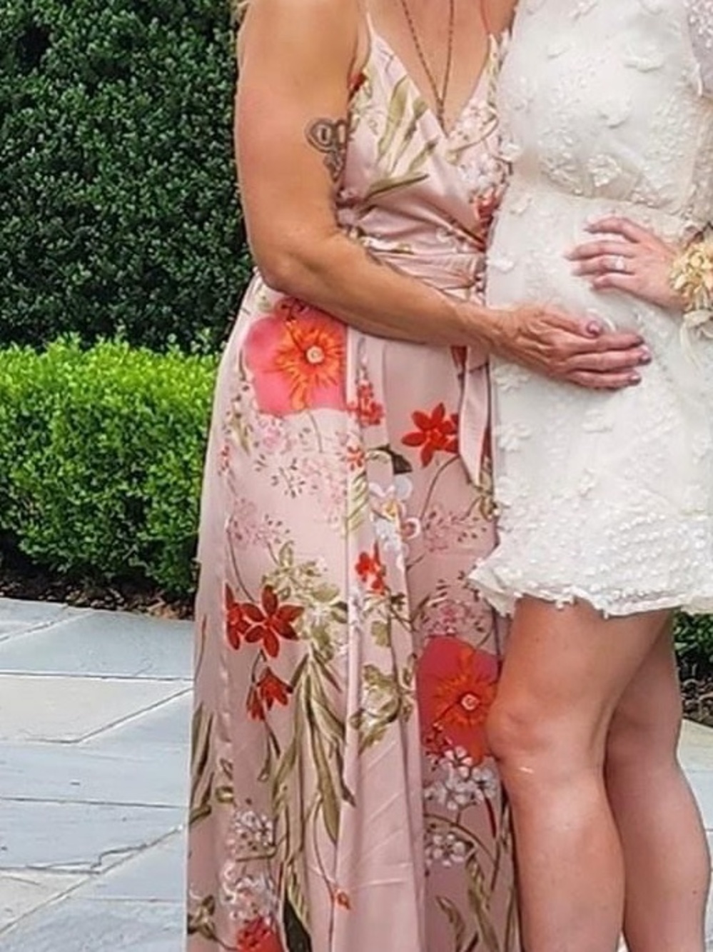 Lulu's Pink Floral Wrap Maxi Dress with Coral Blooms